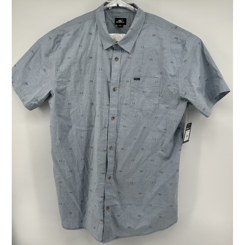 O'Neill Tame Bobby Short Sleeve Button Down Shirt Blue Men's 2XL NWT